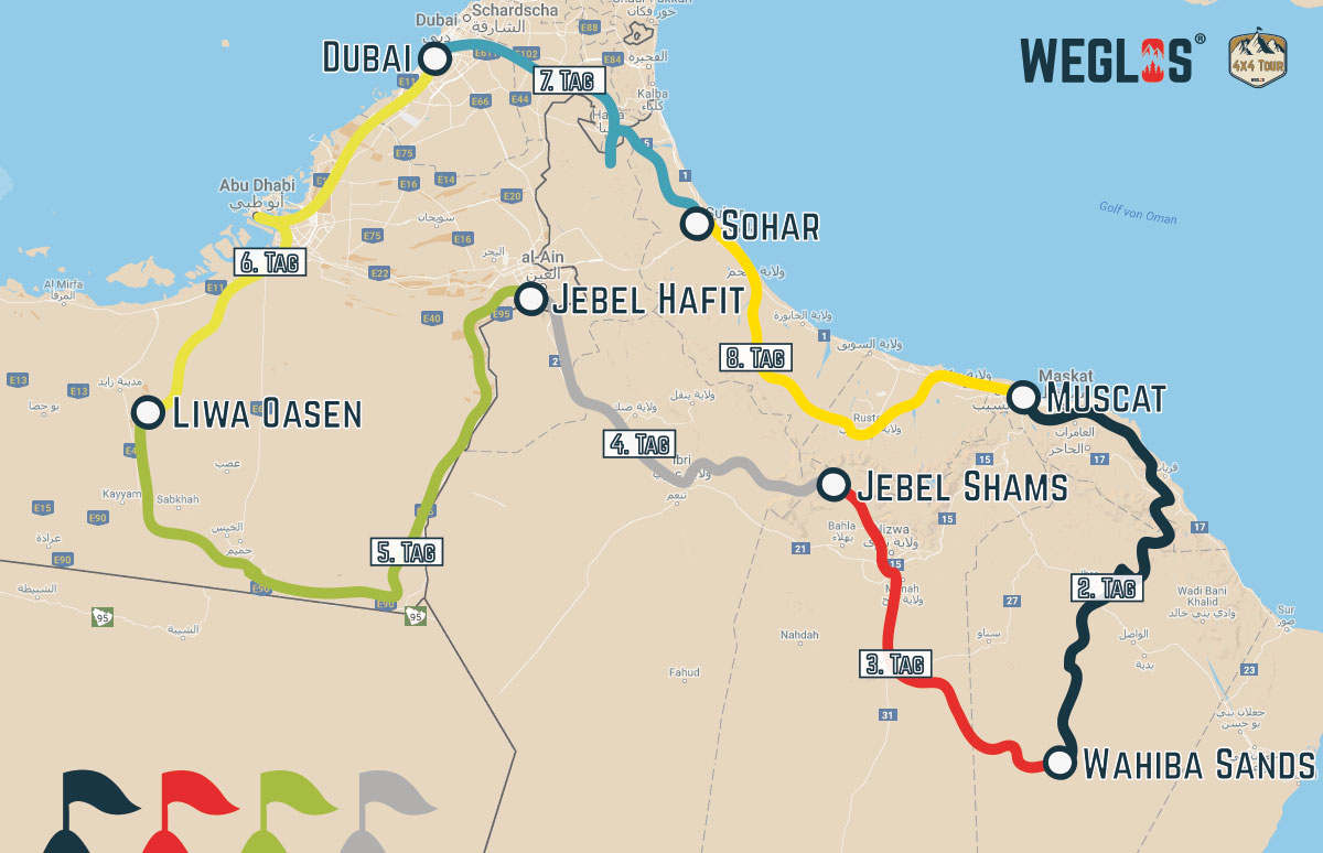 WEGLOS | Kartenausschnitt Oman – TTT – Train the Trainer Sandfahrtraining ADVANCED III